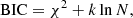 $$ \begin{aligned} \mathrm{BIC} = \chi ^2 + k \ln N, \end{aligned} $$