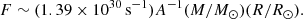 $$ \begin{aligned} F\sim (1.39 \times 10^{30}\,\mathrm{s} ^{-1}) A^{-1}(M/M_\odot )(R/R_\odot ). \end{aligned} $$