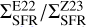 ${{\Sigma _{{\rm{SFR}}}^{{\rm{E22}}}} \mathord{\left/ {\vphantom {{\Sigma _{{\rm{SFR}}}^{{\rm{E22}}}} {\Sigma _{{\rm{SFR}}}^{{\rm{Z23}}}}}} \right. \kern-\nulldelimiterspace} {\Sigma _{{\rm{SFR}}}^{{\rm{Z23}}}}}$