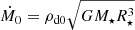 $ \dot{M}_0=\rho_{\mathrm{d0}}\sqrt{GM_\star R_\star^3} $