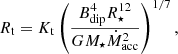 $$ \begin{aligned} R_{\rm t}=K_{\rm t} \left(\frac{B_{\rm dip}^4R_\star ^{12}}{GM_\star \dot{M}_{\rm acc}^2}\right)^{1/7}, \end{aligned} $$