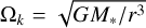 ${{\rm{\Omega }}_k} = \sqrt {{{G{M_*}} \mathord{\left/ {\vphantom {{G{M_*}} {{r^3}}}} \right. \kern-\nulldelimiterspace} {{r^3}}}} $