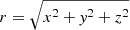 $ r=\sqrt{x^2+\mathit{y}^2+z^2} $
