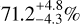 $71.2_{ - 4.3}^{ + 4.8}\% $