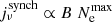$ j_\nu^\mathrm{synch}\propto B~ N_{\rm e}^\mathrm{max} $