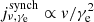 $ j_{\nu,\gamma_{\rm e}}^\mathrm{synch}\propto v/\gamma_{\rm e}^2 $