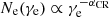 $ N_{\rm e}(\gamma_{\rm e})\propto \gamma_{\rm e}^{-\alpha_\mathrm{CR}} $