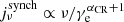 $ j_{\nu}^\mathrm{synch} \propto \nu/\gamma_{\rm e}^{\alpha_\mathrm{CR}+1} $