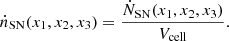 $$ \begin{aligned} \dot{n}_\mathrm{SN} (x_1,x_2,x_3) = \frac{ \dot{N}_\mathrm{SN} (x_1,x_2,x_3)}{V_\mathrm{cell} }. \end{aligned} $$