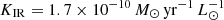 $ K_\mathrm{IR}= 1.7\times 10^{-10}\,M_\odot\,\mathrm{yr}^{-1}\,L_\odot^{-1} $