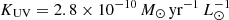 $ K_\mathrm{UV}= 2.8\times 10^{-10}\,M_\odot\,\mathrm{yr}^{-1}\,L_\odot^{-1} $
