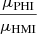 $ \frac{\mu_{\mathrm{PHI}}}{\mu_{\mathrm{HMI}}} $