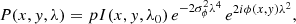 $$ \begin{aligned} P(x,{ y},\lambda ) = p I(x,{ y},\lambda _0) \, e^{-2 \sigma _{\phi }^2 \lambda ^4} \, e^{2 i \phi (x,{ y}) \lambda ^2}, \end{aligned} $$