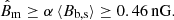 $$ \begin{aligned} { \hat{B}_{\rm m} \ge \alpha \, \langle B_{\rm b,s} \rangle \ge 0.46 \, \mathrm{nG}. } \end{aligned} $$