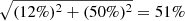$ \sqrt{(12\%)^{2}+(50\%)^{2}}=51\% $