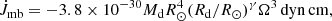 $$ \begin{aligned} \dot{J}_{\rm mb}=-3.8\times 10^{-30}M_{\rm d}R_{\odot }^{4}(R_{\rm d}/R_{\odot })^\gamma \Omega ^3\,\mathrm {dyn\,cm}, \end{aligned} $$