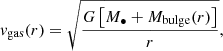 $$ \begin{aligned} v_{\rm gas}(r) = \sqrt{\frac{G\left[M_{\bullet }+M_{\rm bulge}(r)\right]}{r}}, \end{aligned} $$