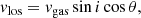 $$ \begin{aligned} v_{\rm los} = v_{\rm gas}\sin {i}\cos {\theta }, \end{aligned} $$