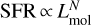 ${\rm{SFR}} \propto L_{{\rm{mol}}}^N$