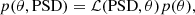 $$ \begin{aligned} p(\theta , \mathrm{PSD}) = \mathcal{L} (\mathrm{PSD}, \theta ) p(\theta ), \end{aligned} $$
