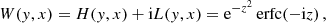 $$ \begin{aligned} W(y,x) = H(y,x) + \mathrm{i} L(y,x) = \mathrm{e} ^{-z^2} \, \mathrm{erfc} (-\mathrm{i} z) \, , \end{aligned} $$