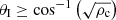 $ \theta_{\mathrm{I}}\ge \cos^{-1} \left(\sqrt{\rho_{\mathrm{c}}}\right) $
