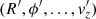$ (R^\prime, \phi^\prime,..., v^\prime_z) $