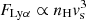 $ F_{\mathrm{Ly\alpha}}\propto n_{\mathrm{H}}v_{\mathrm{s}}^{3} $