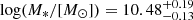 $ \mathrm{log}(M_{*}/[M_{\odot}])=10.48^{+0.19}_{-0.13} $