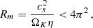 $$ \begin{aligned} R_{m} = \frac{c_s^2}{\Omega _K\eta } < 4\pi ^2\, , \end{aligned} $$