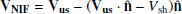 $ \mathbf{V_{NIF}} = \mathbf{V_{us}} - (\mathbf{V_{us}} \cdot \mathbf{\hat n} - V_{\mathrm{sh}})\mathbf{\hat n} $