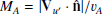 $ M_A = |\mathbf{V}_{u\prime} \cdot \hat{\mathbf{n}}| / v_A $