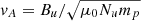 $ v_A = B_u/\sqrt{\mu_0 N_u m_p} $