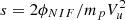 $ s = 2\phi_{NIF}/m_p V_u^2 $