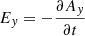 $$ \begin{aligned} E_y = -\frac{\partial A_y}{\partial t} \end{aligned} $$