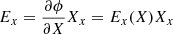 $$ \begin{aligned} E_x = \frac{\partial \phi }{\partial X}X_x = E_x(X)X_x \end{aligned} $$