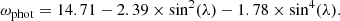 $$ \begin{aligned} \omega _{\rm phot} = 14.71 - 2.39 \times \sin ^2(\lambda ) - 1.78 \times \sin ^4(\lambda ). \end{aligned} $$