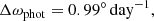 $$ \begin{aligned}&\Delta \omega _{\rm phot} =0.99^{\circ }\,\mathrm{day} ^{-1},\end{aligned} $$