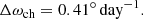 $$ \begin{aligned}&\Delta \omega _{\rm ch} =0.41^{\circ }\,\mathrm{day} ^{-1}. \end{aligned} $$