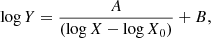 $$ \begin{aligned} \log Y = \frac{A}{(\log X - \log X_0)}+B, \end{aligned} $$