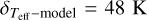 ${\delta _{{T_{{\rm{eff}}}} - {\rm{model}}}} = 48\,{\rm{K}}$