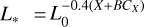 ${L_*} = L_0^{ - 0.4\left( {X + B{C_X}} \right)}$