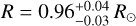 $R = 0.96_{ - 0.03}^{ + 0.04}{R_ \odot }$