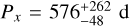 ${P_x} = 576_{ - 48}^{ + 262}{\rm{d}}$