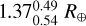 $1.37_{.054}^{0.49}{R_ \oplus }$