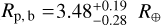 ${R_{{\rm{p,b}}}} = 3.48_{ - 0.28}^{ + 0.19}{R_ \oplus }$