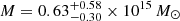$ M = 0.63^{+0.58}_{-0.30} \times 10^{15}\,M_\odot $