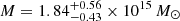 $ M = 1.84^{+0.56}_{-0.43} \times 10^{15}\,M_\odot $