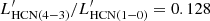 $ L^\prime_\mathrm{HCN(4{-}3)}/L^\prime_\mathrm{HCN(1{-}0)}=0.128 $