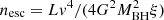 $ n_{\rm esc} = L v^{4}/(4 G^{2} M^2_{\rm BH} \xi) $